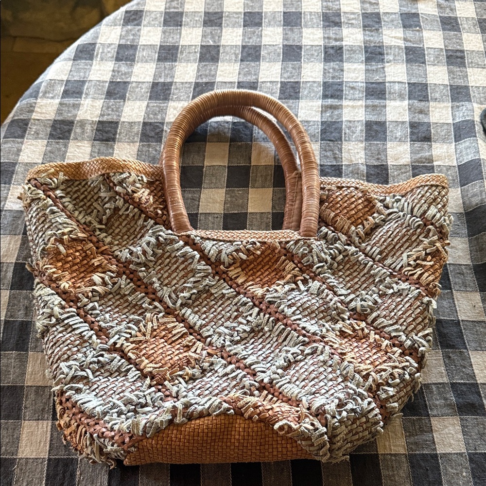 Paolo Masi Woven Brown and Gray Tote